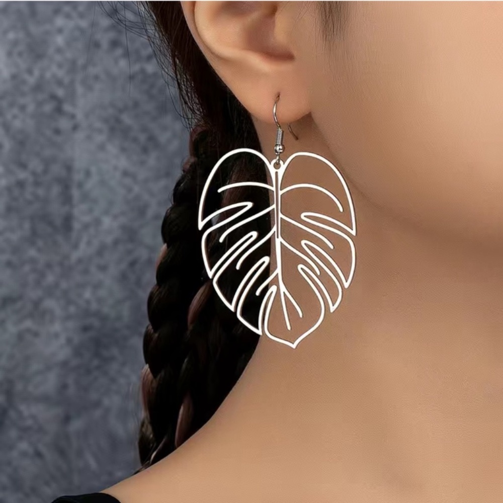 💎New Silver Vintage Leaf Dangle Earrings